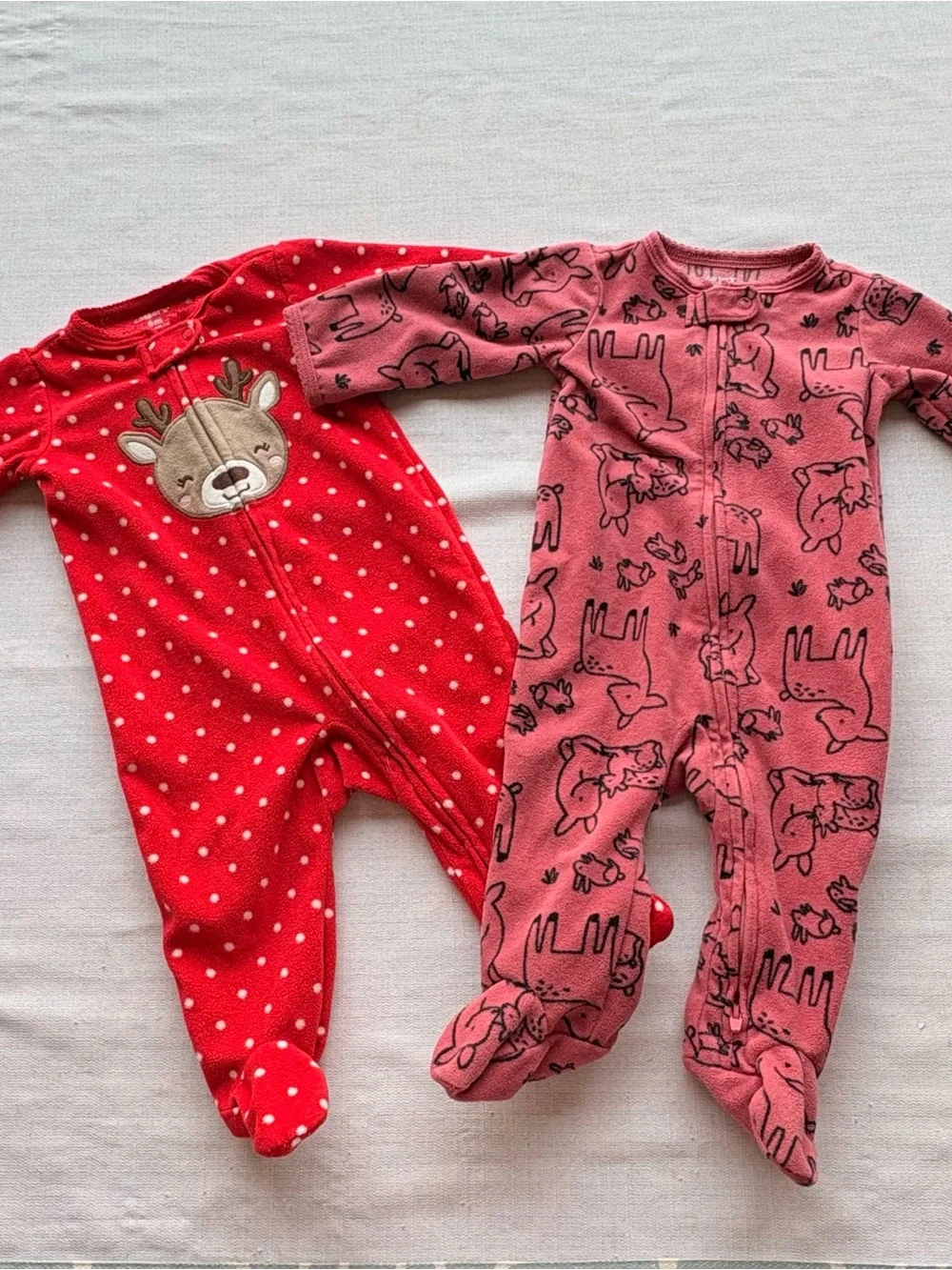 Carter's Multi-Color Baby Fleece One-Piece Footies - Pink, Mint, Red, Purple